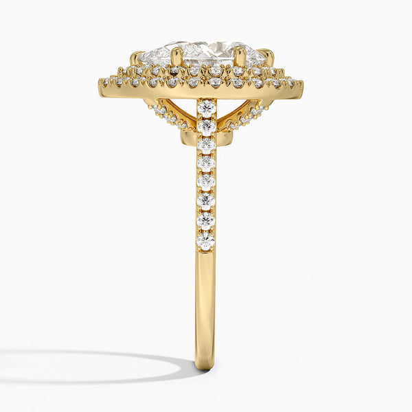 Double Halo Pear Lab Grown Diamond Engagement Ring