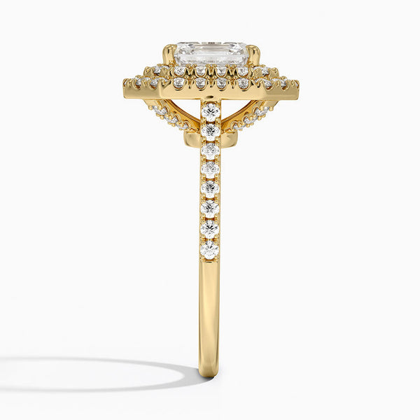 Double Halo Asscher Lab Grown Diamond Engagement Ring