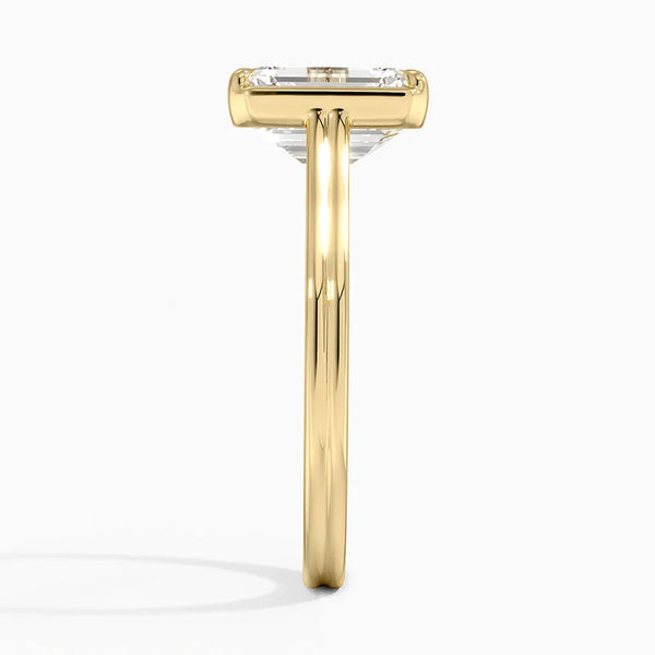 Half Bezel Emerald Lab grown Diamond Engagement Ring