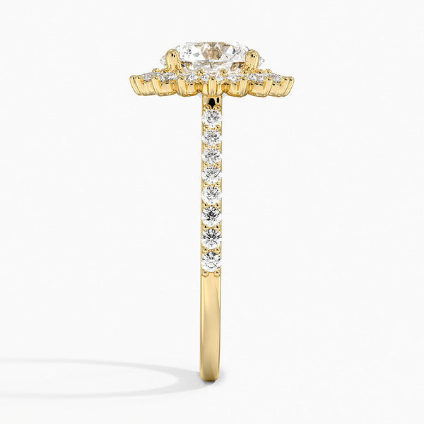 Sun Round Lab Grown Diamond Engagement Ring