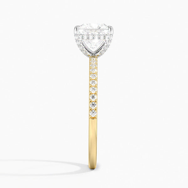 Two Tone Pavé Princess Lab Grown Diamond Engagement Ring