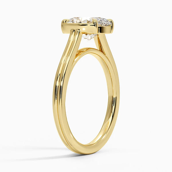 Half Bezel Oval Lab grown Diamond Engagement Ring